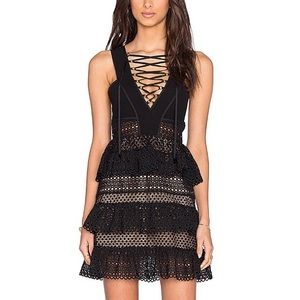 Self-Portrait Laced-Up Tiered Dress